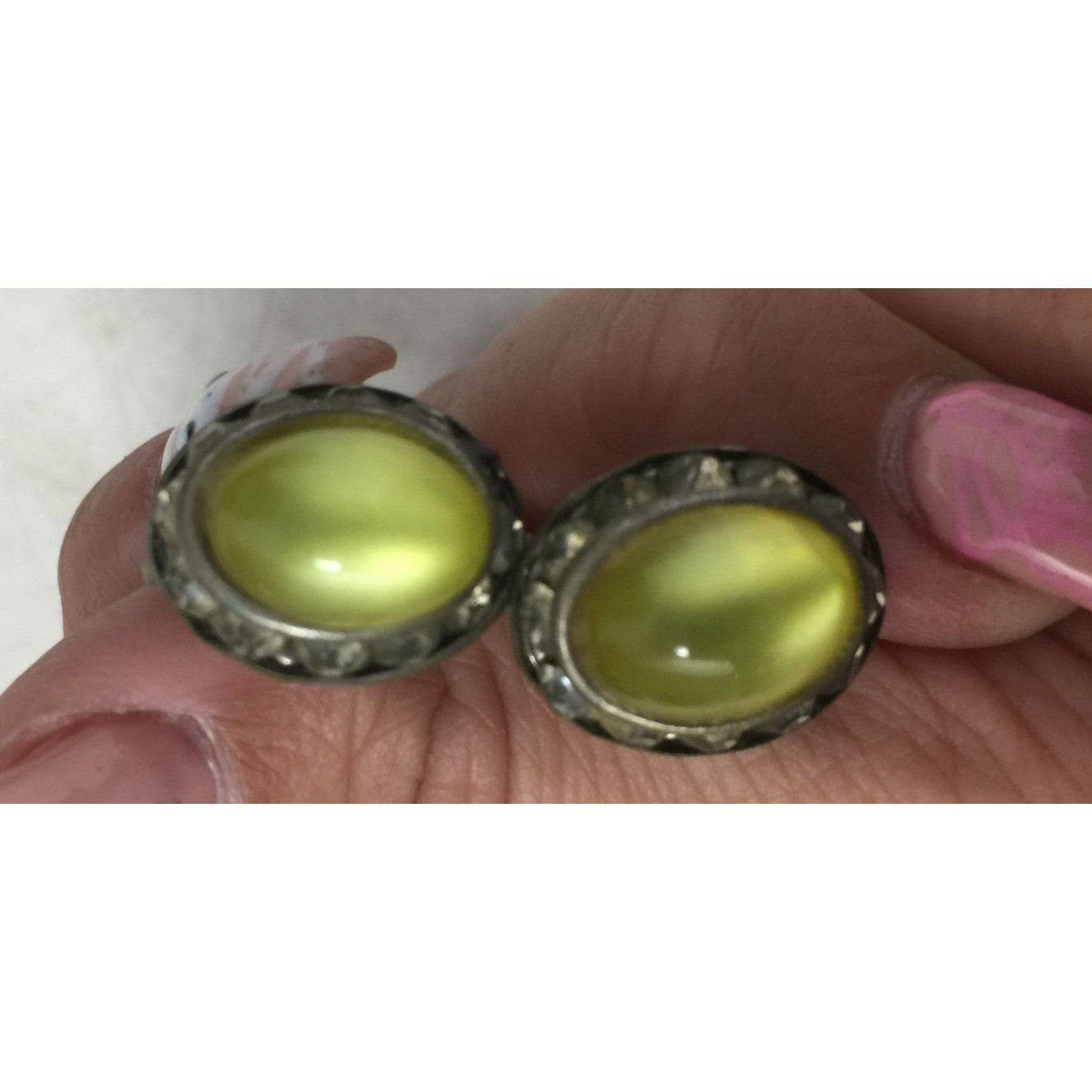 Other Women's Vintage Green and Silver Tone Stud Earrings with Rhi Size ONE SIZE - 6 Thumbnail