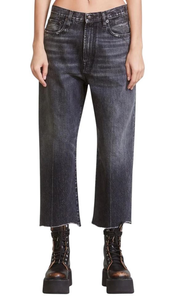 R13 ANKLED D'ARCY 27 Everit Black Faded Cropped Jeans 86222 Size 27" / US 4 / IT 40 - 1 Thumbnail