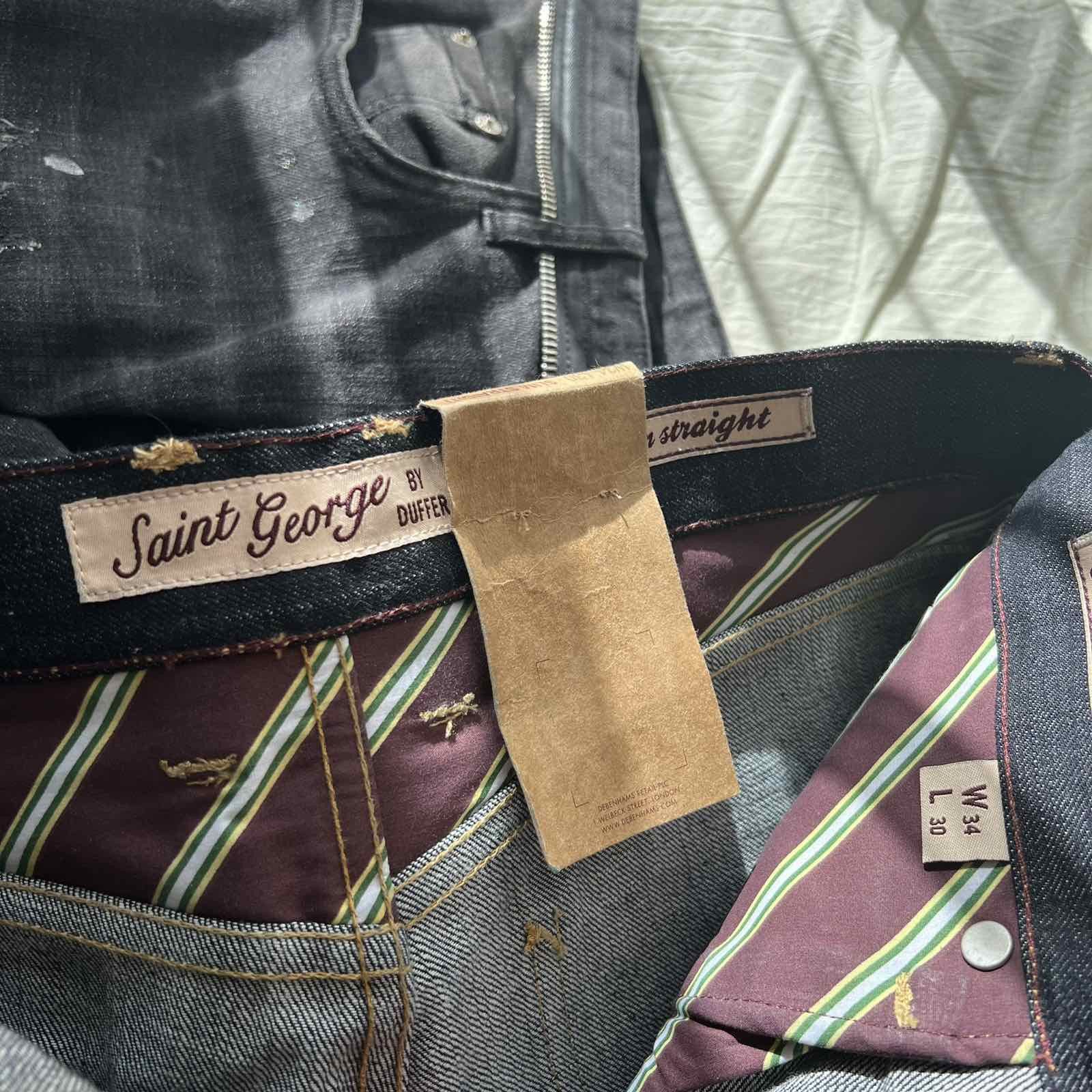 Japanese Brand × Vintage Vintage St George By Duffer Selvedge Jeans 34x30 Blue Denim Size US 34 / EU 50 - 8 Thumbnail