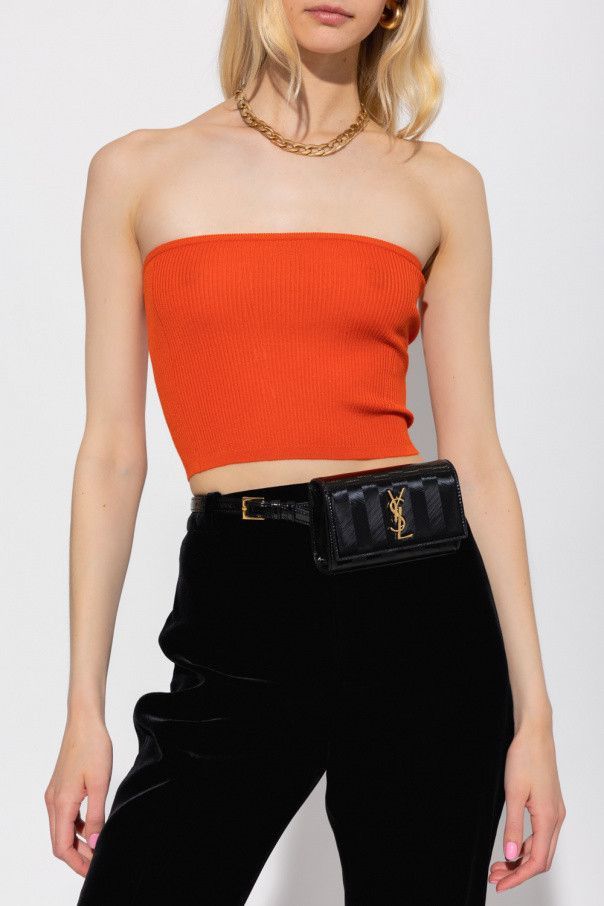 Saint Laurent Paris o1s1wg111124 Ribbed Crop Top in Orange Size XS / US 0-2 / IT 36-38 - 3 Thumbnail