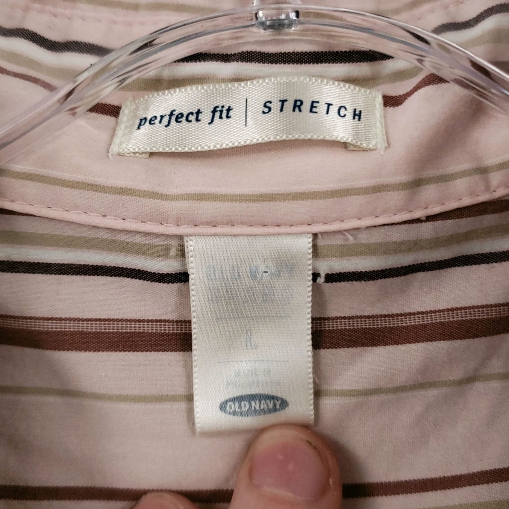 Old Navy Old Navy Womens L Large Pink Striped Stretch Button Up Shirt Casual Size L / US 10 / IT 46 - 3 Thumbnail