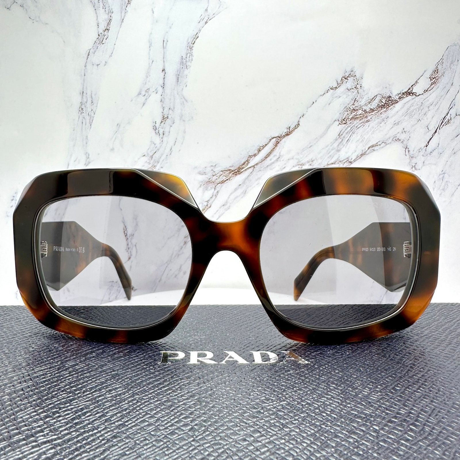 Prada New PRADA Sunglasses Brown Juniper Tortoise Gray Lens Square Size ONE SIZE - 8 Thumbnail
