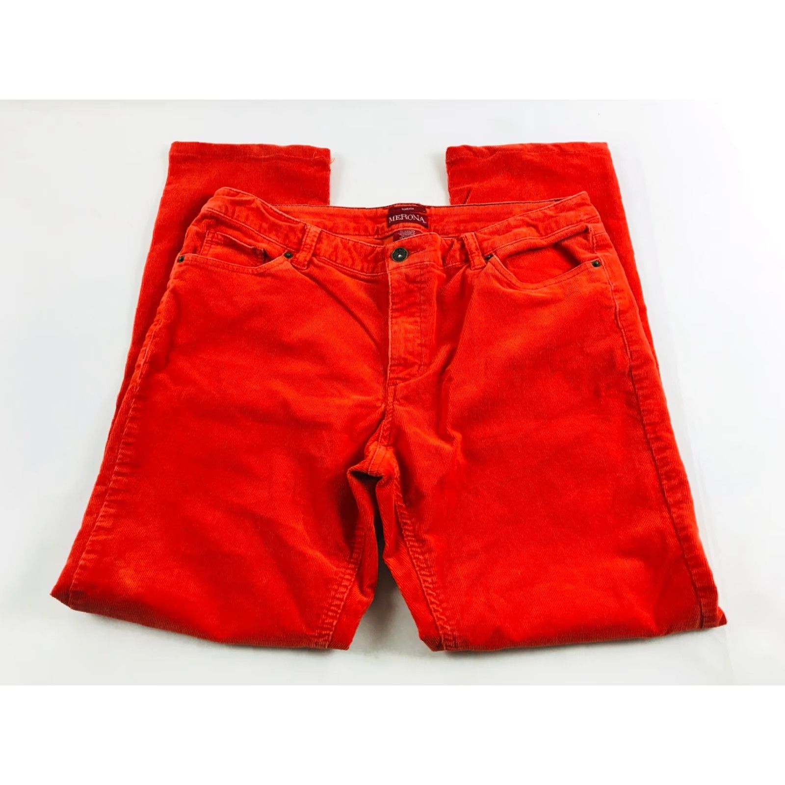 Merona Merona Fit 2 Jeans Womens Size 12 Orange Corduroy Stretch Hemmed 29" Regular Straight pants Womens 12 Orange Corduroy Stretch 29" Hemmed Size 34" / US 12 / IT 48 - 2 Thumbnail