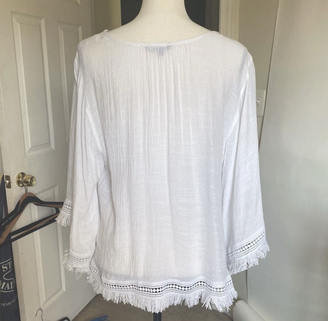 Other UNIQUE SPECTRUM WHITE BOHO EYELET FRINGED TOP SHIRT Size L / US 10 / IT 46 - 7 Thumbnail