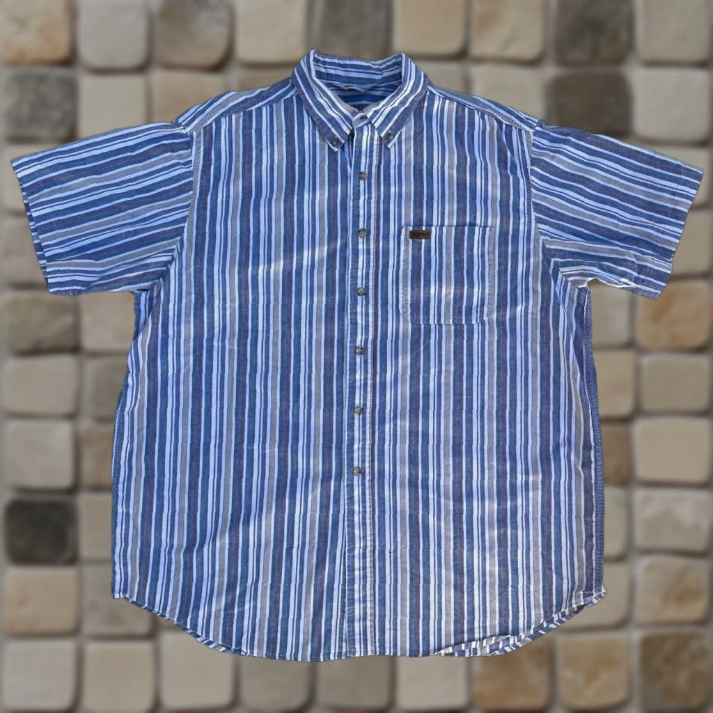Carhartt VINTAGE Carhartt Short Sleeve Button-Down Shirt Striped XL Mens Blue Logo Pocket Casual Workwear Shirt Size US XL / EU 56 / 4 - 1 Thumbnail