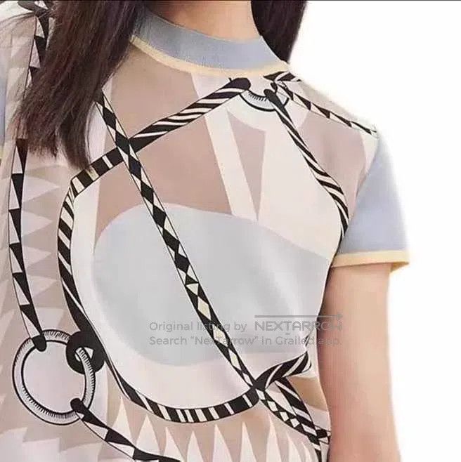 Hermes Hermes Silk and Knit Silk Short Sleeve Top Size XXS / US 00 / IT 34 - 9 Thumbnail