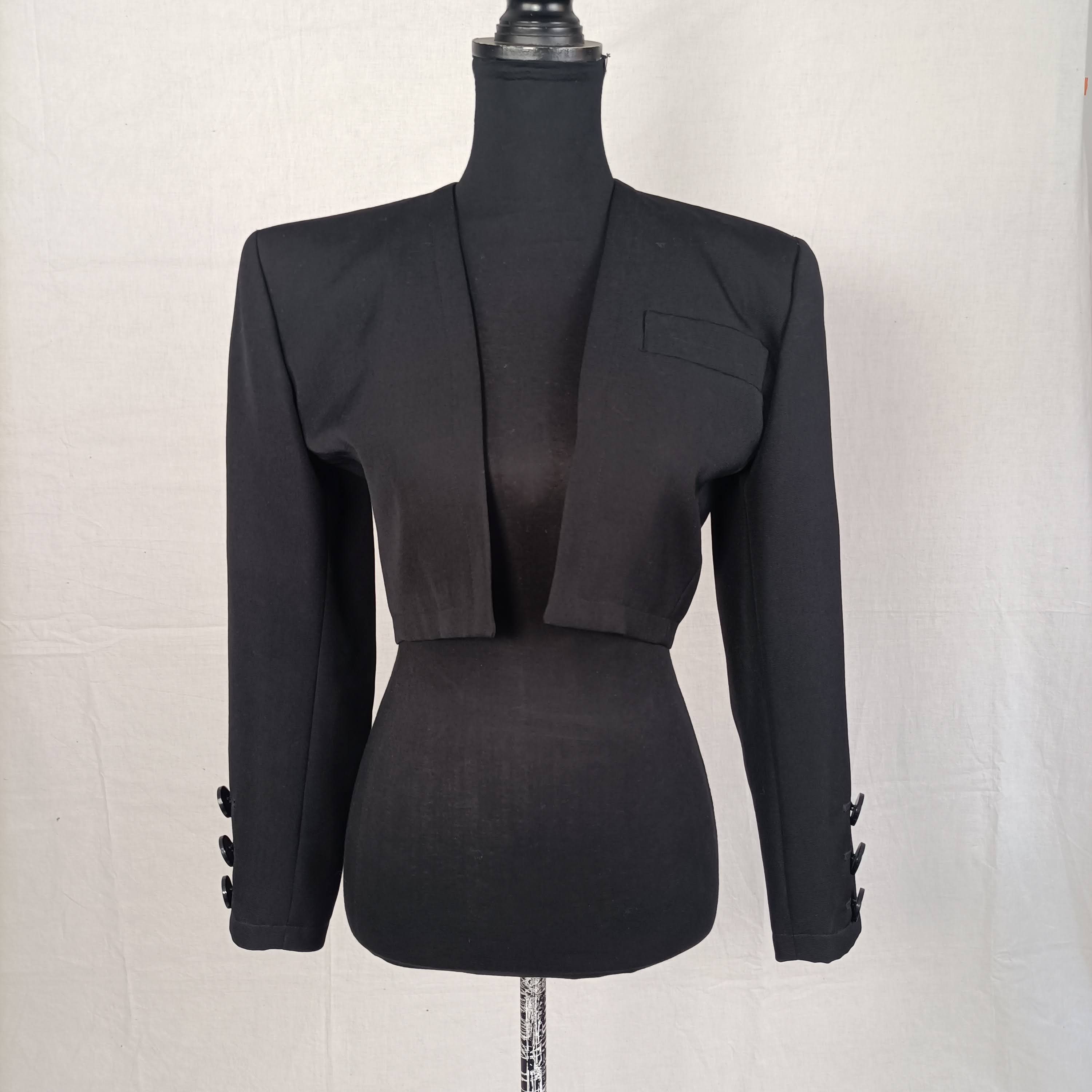 image of YVES Saint Laurent Black Bolero Elegant YSL Variation Vintage, Women's (Size Small)