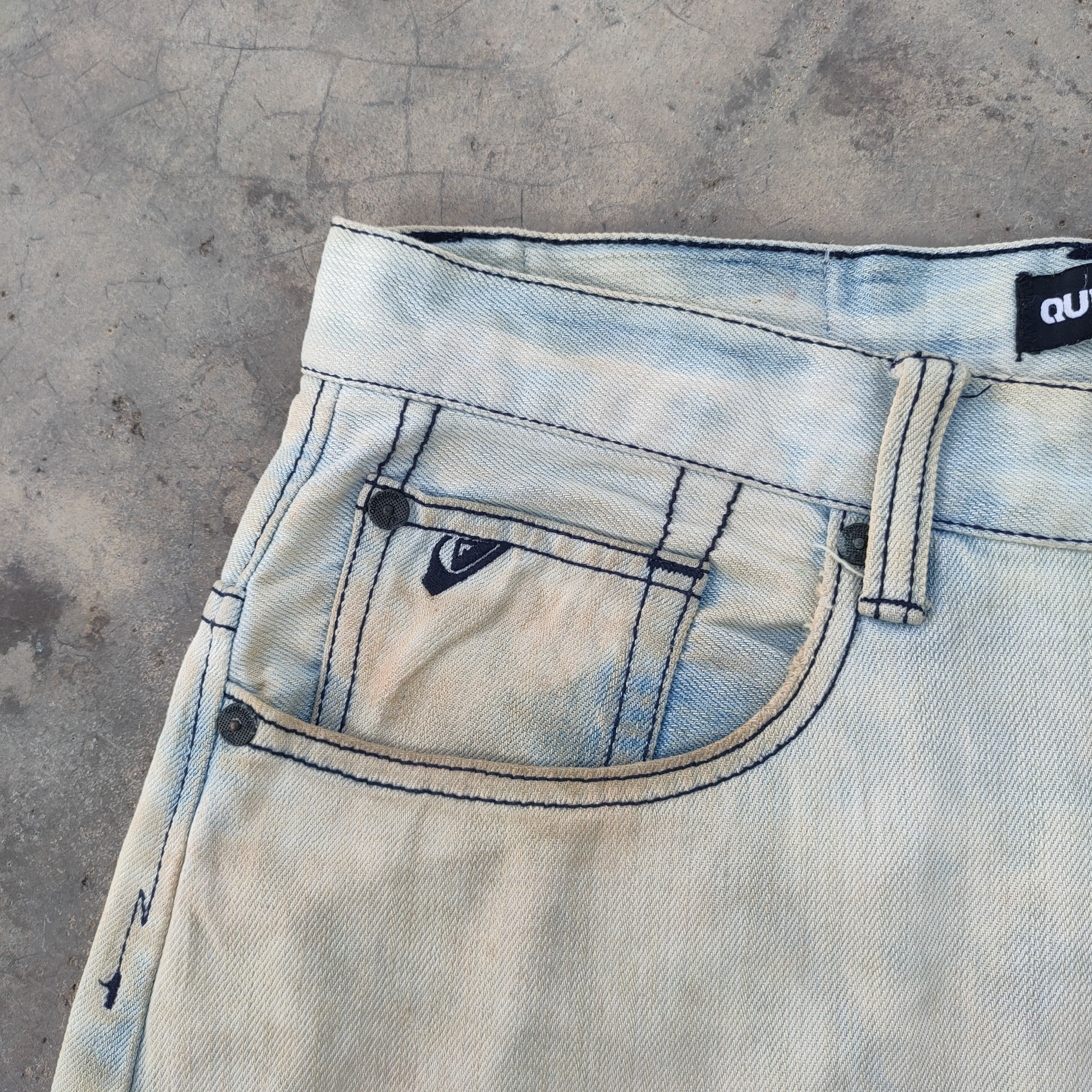 Quiksilver VINTAGE QUICKSILVER RUSTY WHITE YELLOW FADED DENIM JEANS Size US 36 / EU 52 - 8 Thumbnail