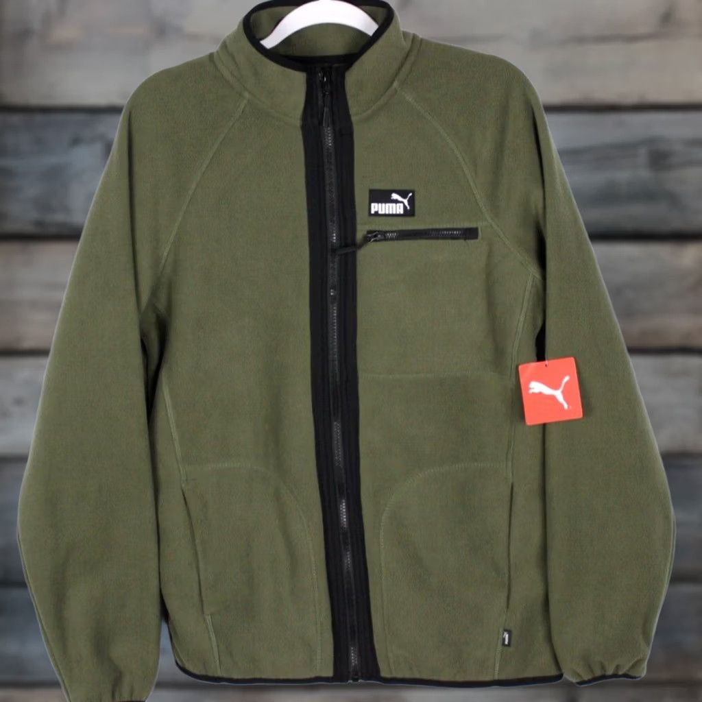 Puma Puma Men's Polar Fleece Jacket Raglan Sleeve Small S Olive Green Size US S / EU 44-46 / 1 - 1 Thumbnail
