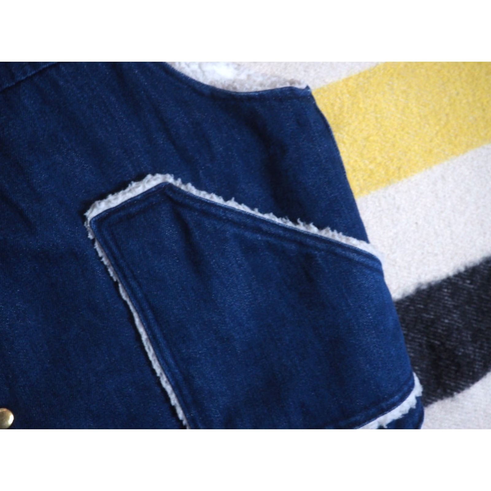 Denime VTG 70s Dark Wash Blue Denim Sherpa Yellowstone Western Snap Vest Mens XL Size US XL / EU 56 / 4 - 5 Thumbnail