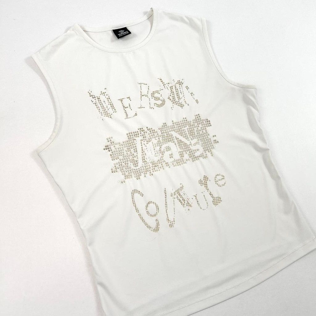 Versace Jeans Couture vintage Versace white tank top with textured logo Size M / US 6-8 / IT 42-44 - 2 Thumbnail