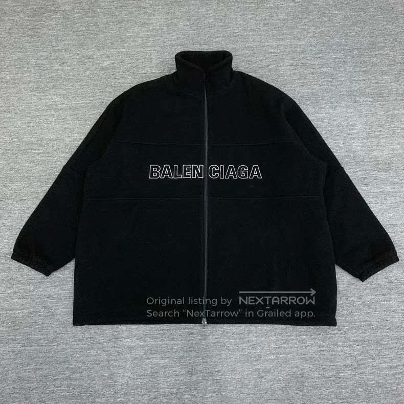 Balenciaga Balenciaga Black Large Logo Wool Cotton Coat Jacket Size US S / EU 44-46 / 1 - 1 Thumbnail