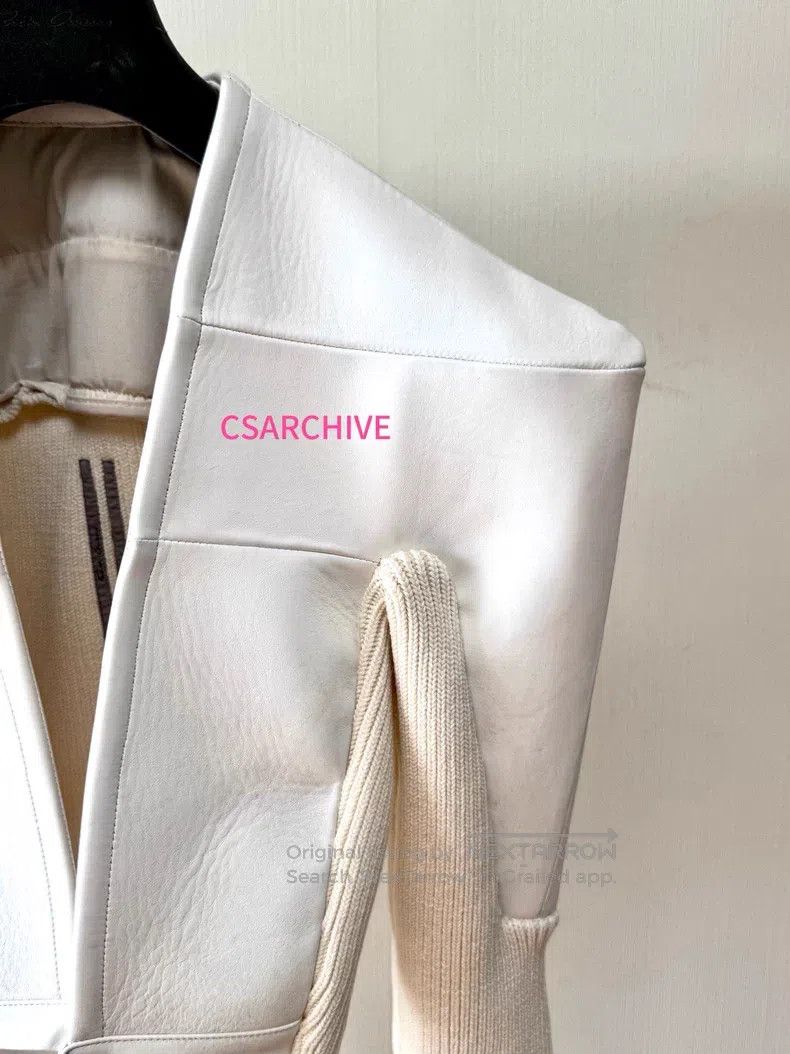 Rick Owens RICK OWENS White Leather Shoulder Pad Jacket Size US XXS / EU 40 - 3 Thumbnail