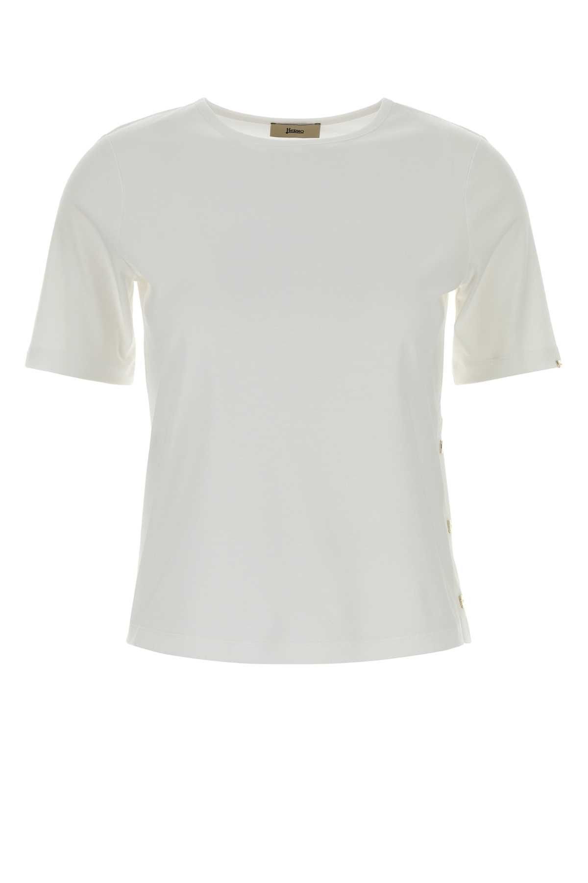 Herno White Cotton T-Shirt Size M / US 6-8 / IT 42-44 - 1 Thumbnail