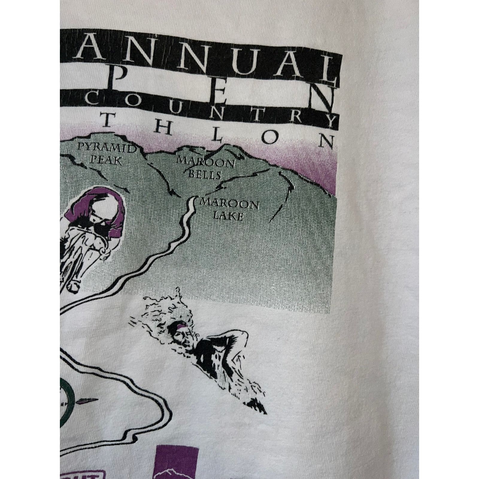 Hanes Vintage Aspen Shirt 4th High Country Triathlon Cycle XL 90s Size US XL / EU 56 / 4 - 4 Thumbnail