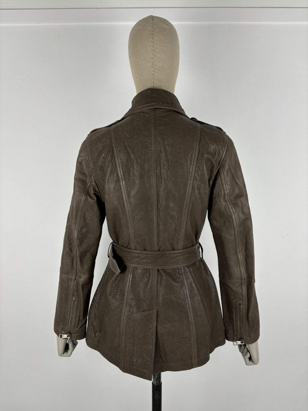 Burberry × Burberry Prorsum BRIT LAMBSKIN Nova Check Double-Breasted Zip Coat Belt Trench Jacket Size L / US 10 / IT 46 - 4 Thumbnail