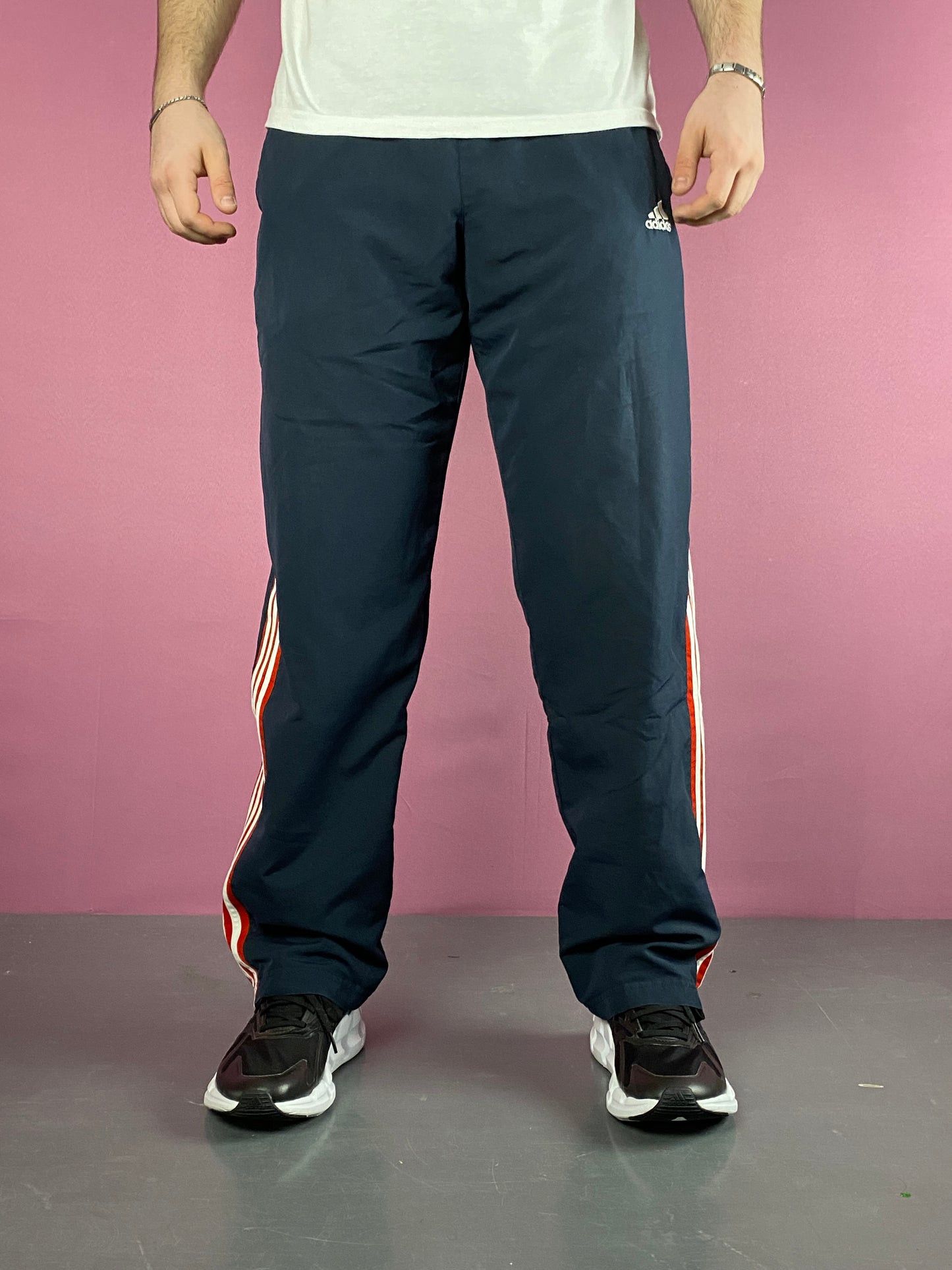 Adidas × Vintage Adidas Vintage Men's Track Pants - L Navy Blue Polyester Size US 34 / EU 50 - 3 Thumbnail