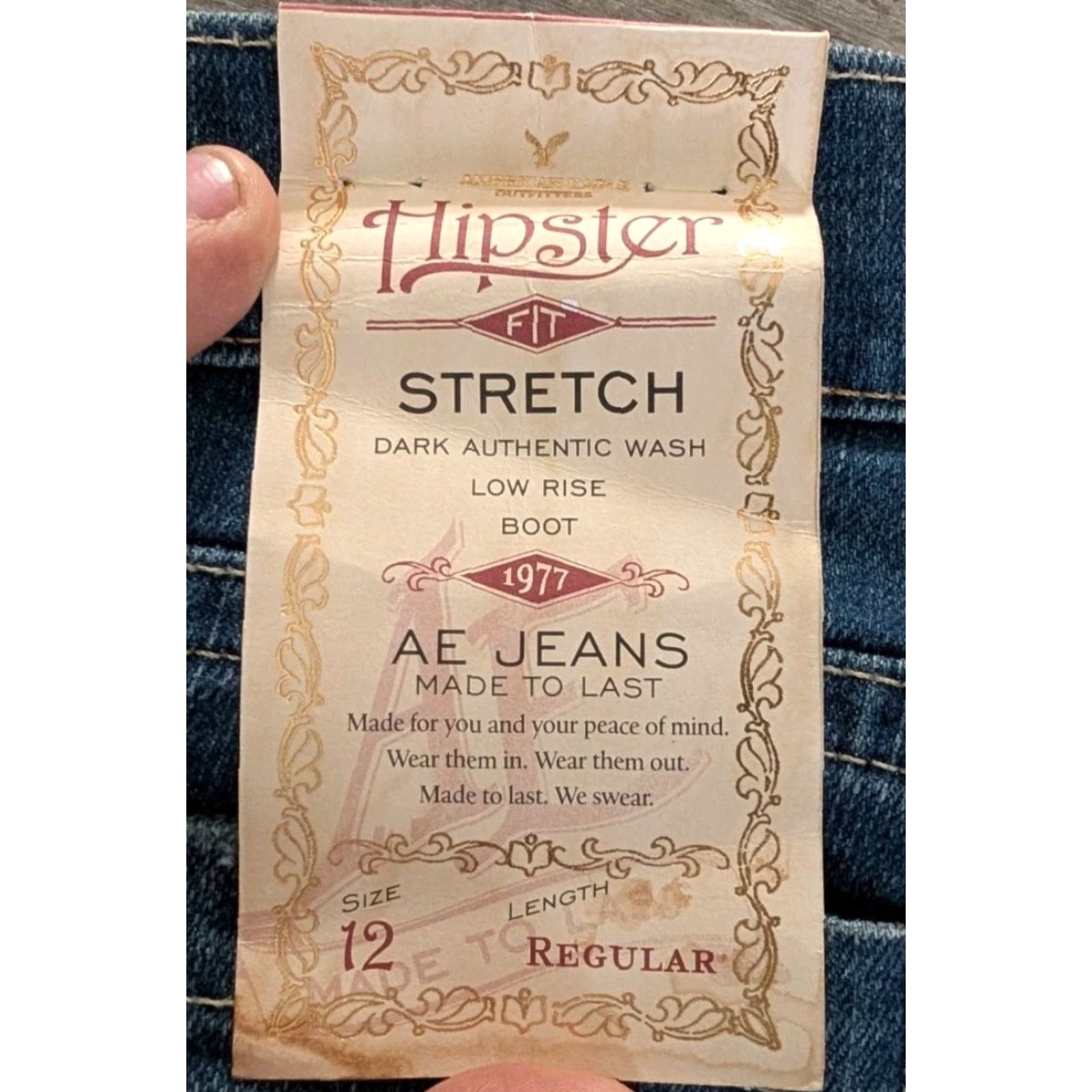 American Eagle Outfitters American Eagle Jeans Womens 12 Hipster Flare Low Rise Boot Dark Wash Denim Size 34" / US 12 / IT 48 - 5 Thumbnail