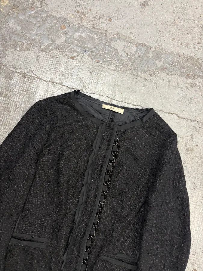 Prada FW2008 Prada Black Bouclé Chain-Front Blazer Jacket Size S / US 4 / IT 40 - 4 Thumbnail