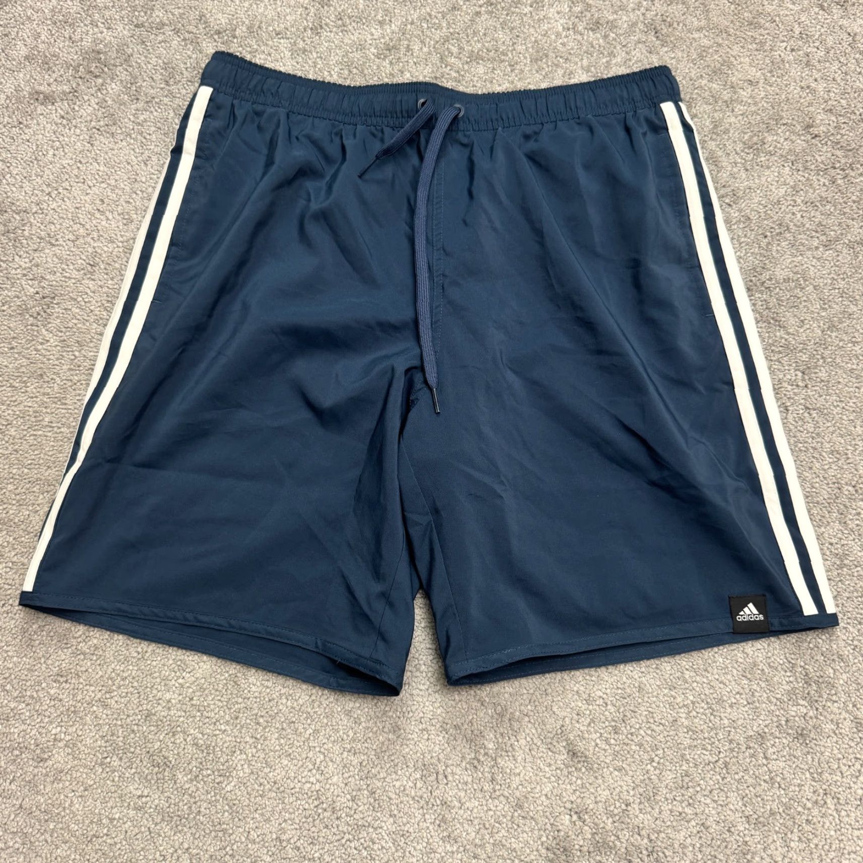 Adidas Adidas 3 Stripe Running Shorts Mens Large Dark Blue Lined Athletic Gym Active Size US 33 - 2 Thumbnail