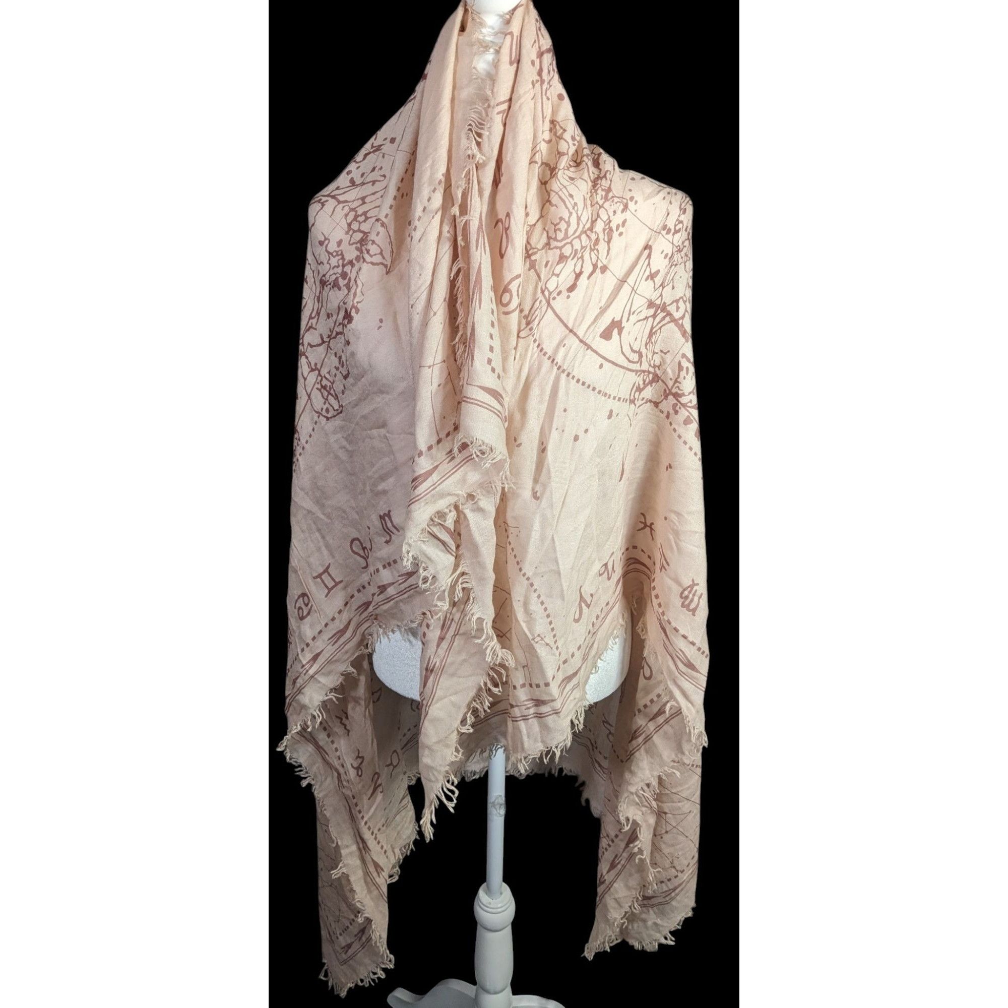 Bcbgmaxazria BCBGMaxAzria Bare Pink Constellation Print Scarf Wrap Size ONE SIZE - 4 Thumbnail