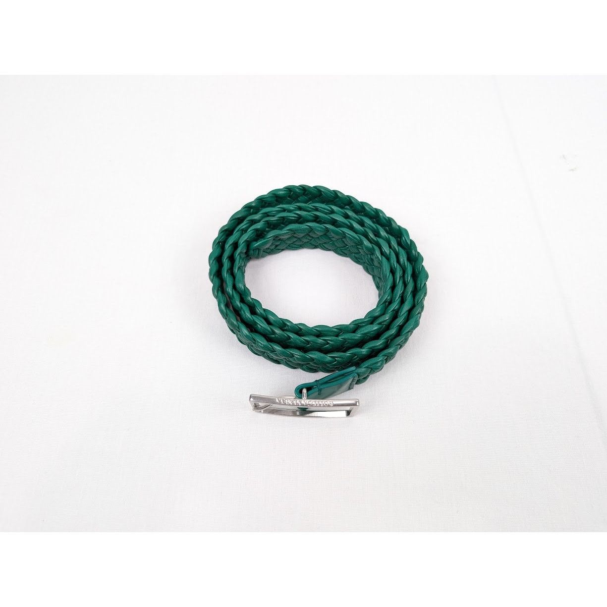 Bottega Veneta o1rshd1 Size: M/ Intreccio Paper Belt in Racing Green/Silver Size ONE SIZE - 2 Thumbnail