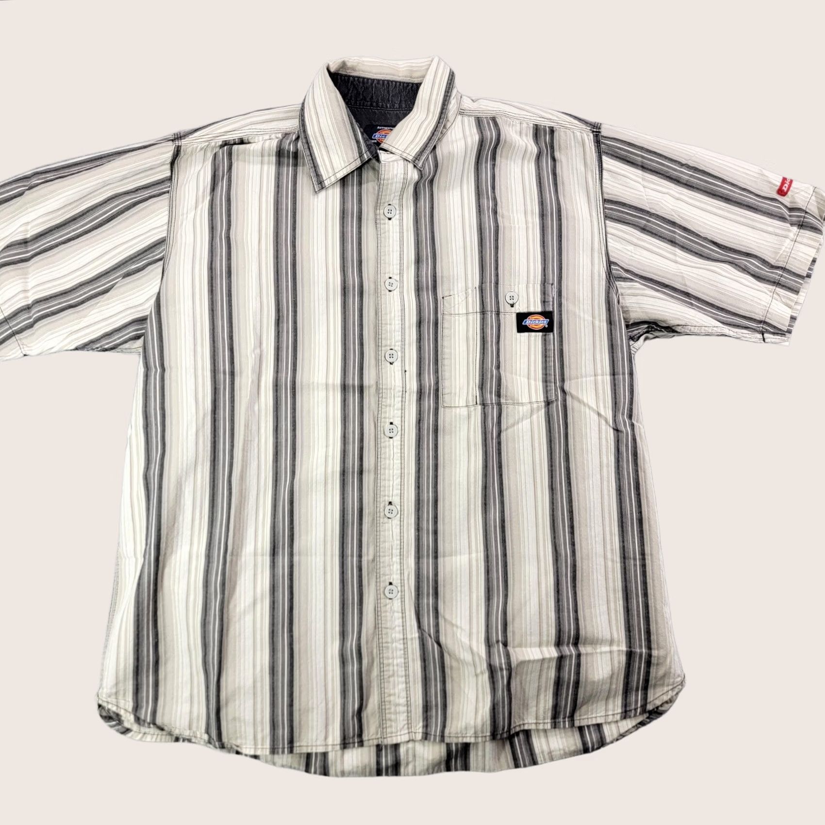Dickies Dickies Shirt Mens Large Beige Gray Stripe Short Sleeve Button Front Casual Size US L / EU 52-54 / 3 - 1 Thumbnail