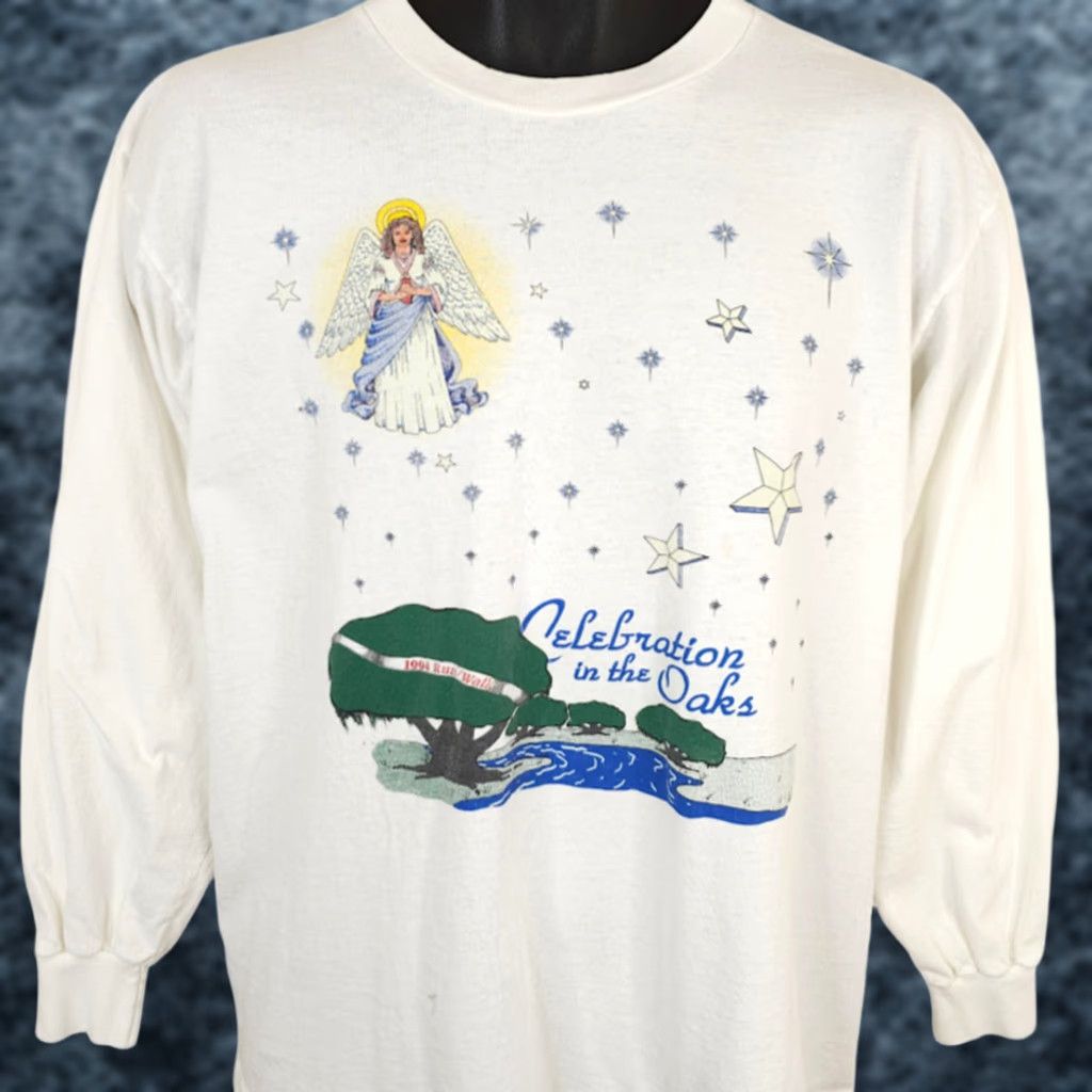 Vintage VINTAGE Celebration In The Oaks T Shirt Mens Size Medium White 90s Made In USA Tennessee River 1994 Run New Orleans Mens Shirts Size US M / EU 48-50 / 2 - 1 Thumbnail