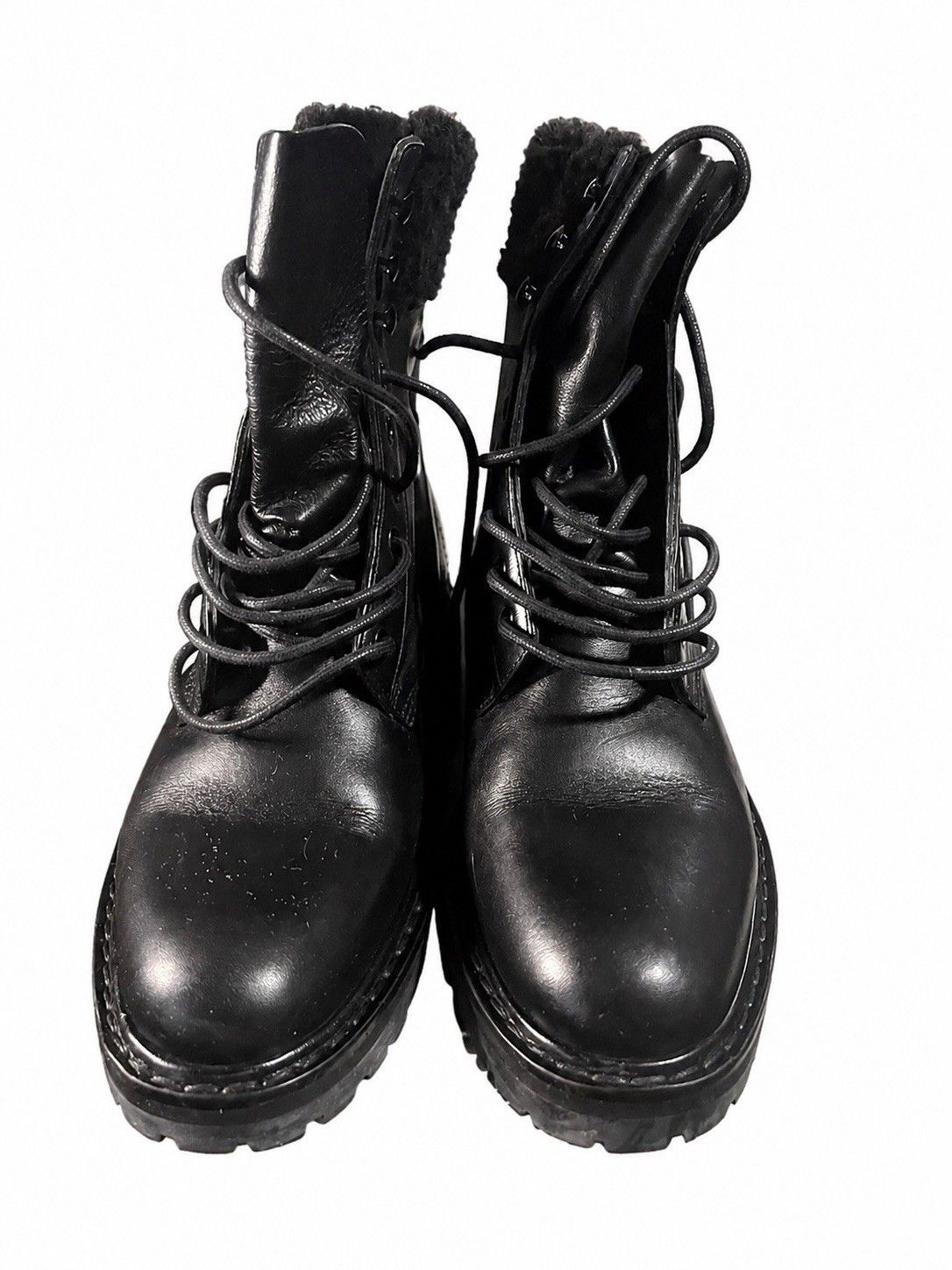 Saint Laurent Paris Saint Laurent Black Shearling Combat Boots Mid-Calf SZ41 Size US 8 / EU 41 - 3 Thumbnail