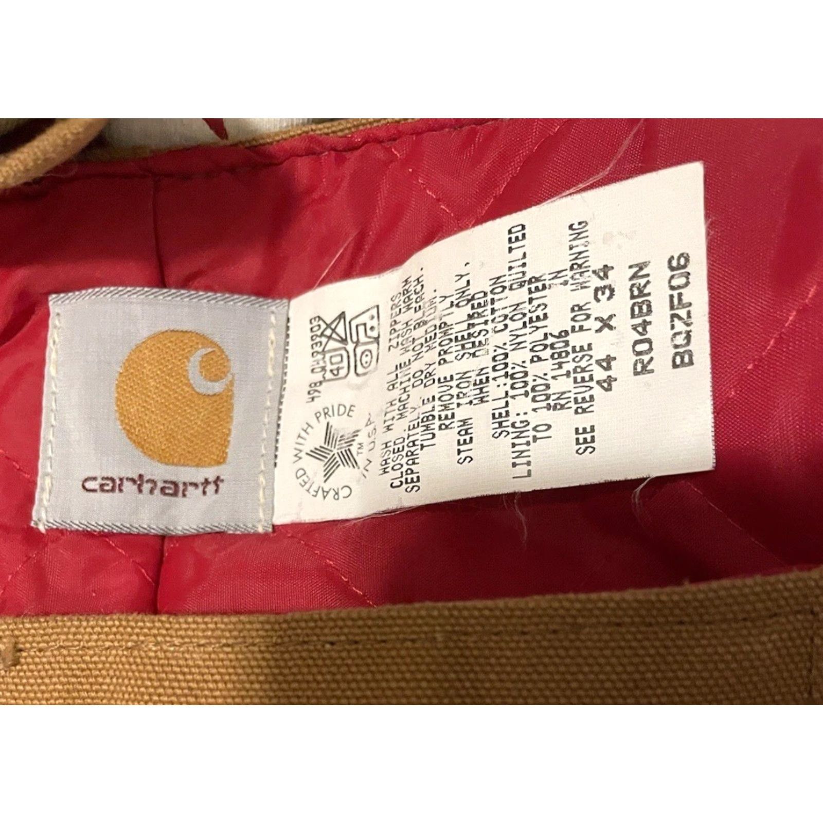 Carhartt VINTAGE Carhartt Overalls Jeans 44 Brown Quilted Lined Double Knee 34 Inseam USA Grunge Trucker Biker Western Workwear Mens 80s 90s Size US 44 / EU 60 - 7 Thumbnail