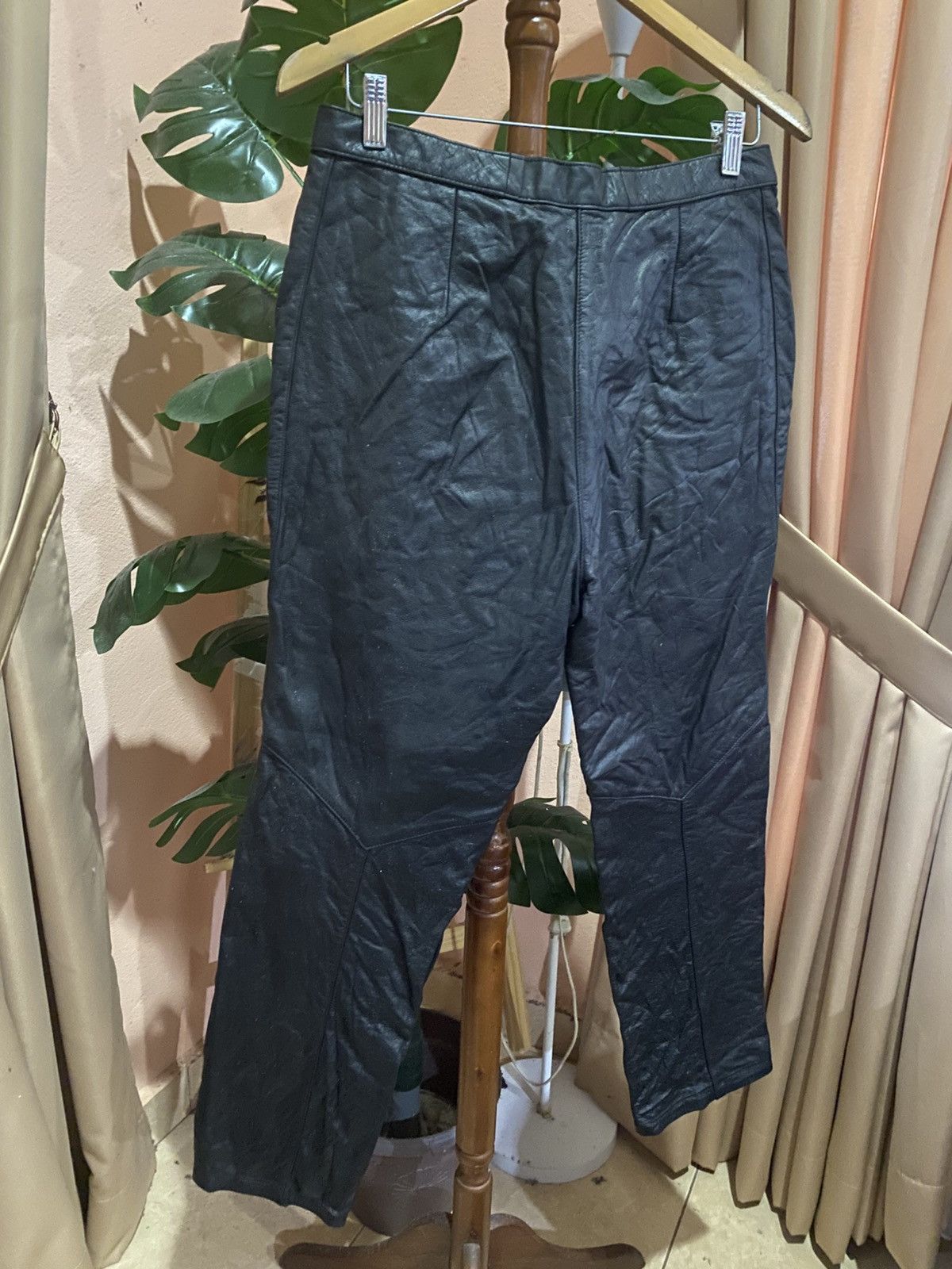 Leather Vintage Black Genuine Leather Trousers Paneled Moto Pants Size US 30 / EU 46 - 6 Thumbnail