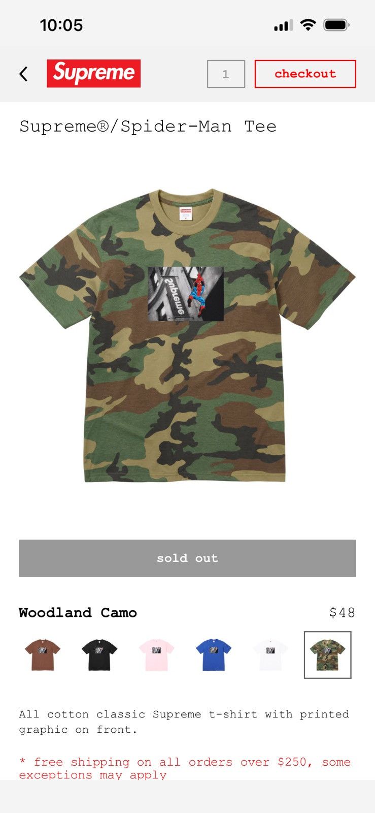 Supreme Supreme spider man tee camo Size US M / EU 48-50 / 2 - 6 Thumbnail