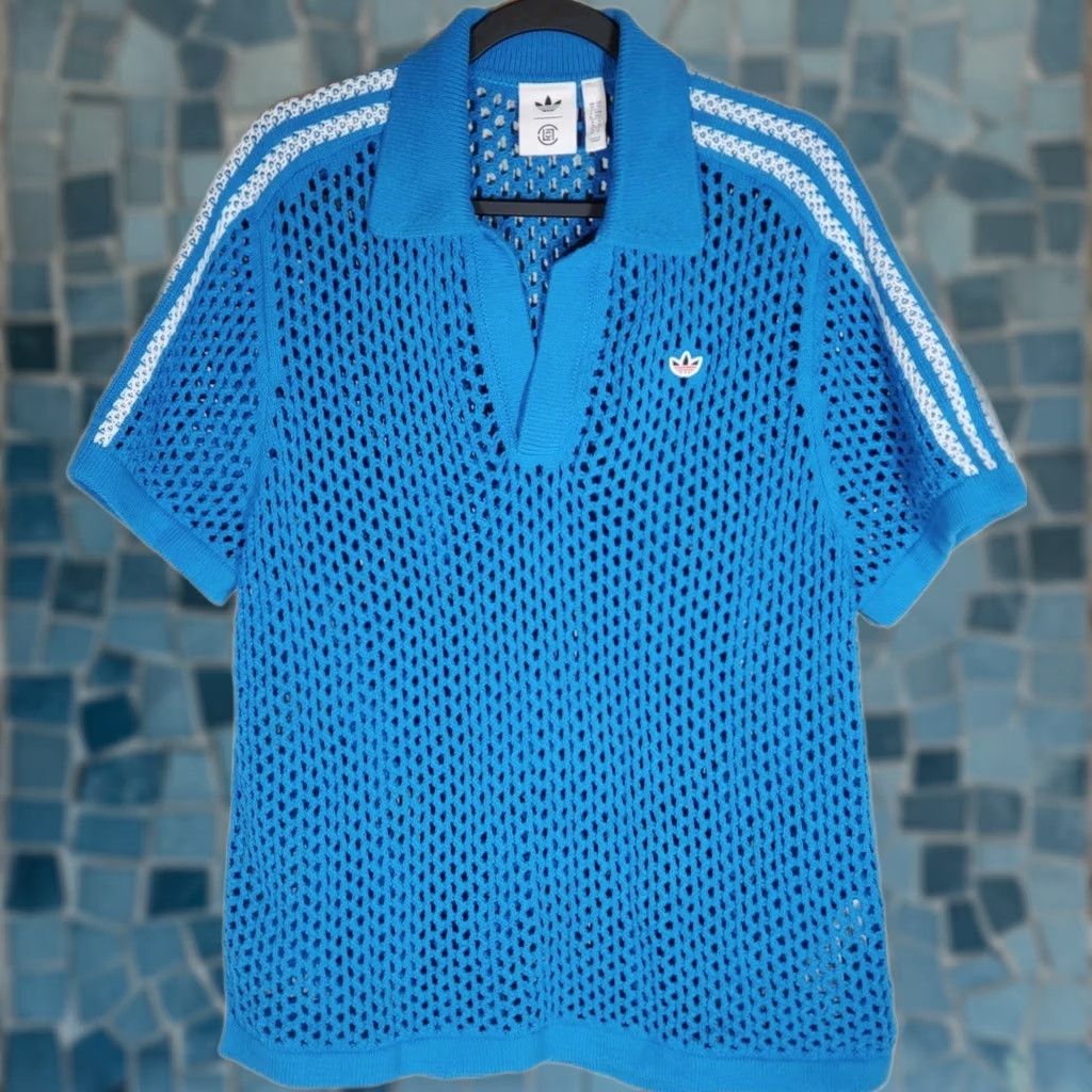 Adidas adidas CLOT Polo Crochet Bright Blue JE9592 Unisex Shirt M Size US M / EU 48-50 / 2 - 1 Thumbnail