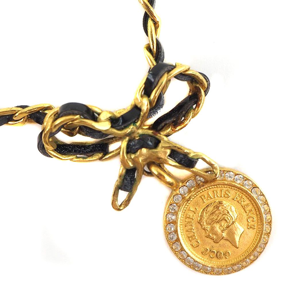 Chanel Chanel Coin Ribbon Necklace Metal Necklace