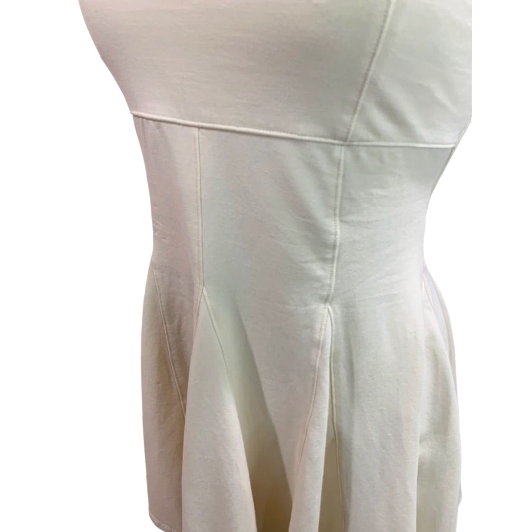 Vintage VINTAGE American Eagle Sundress Knit Pullover Small Ivory White Spaghetti Strap Womens 30" Short Dress Size S / US 4 / IT 40 - 5 Thumbnail