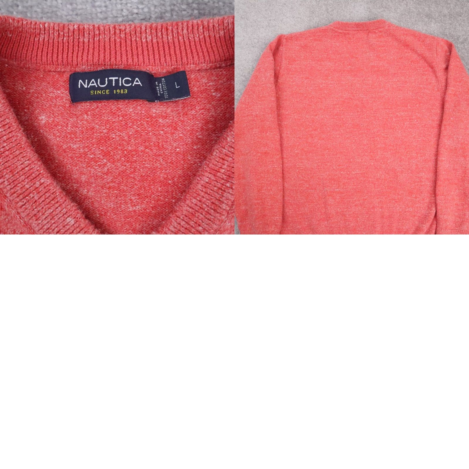 Nautica Nautica Sweatshirt L Pink Long Sleeve V Neck Pullover 100% Cotton Mens Size US L / EU 52-54 / 3 - 8 Thumbnail
