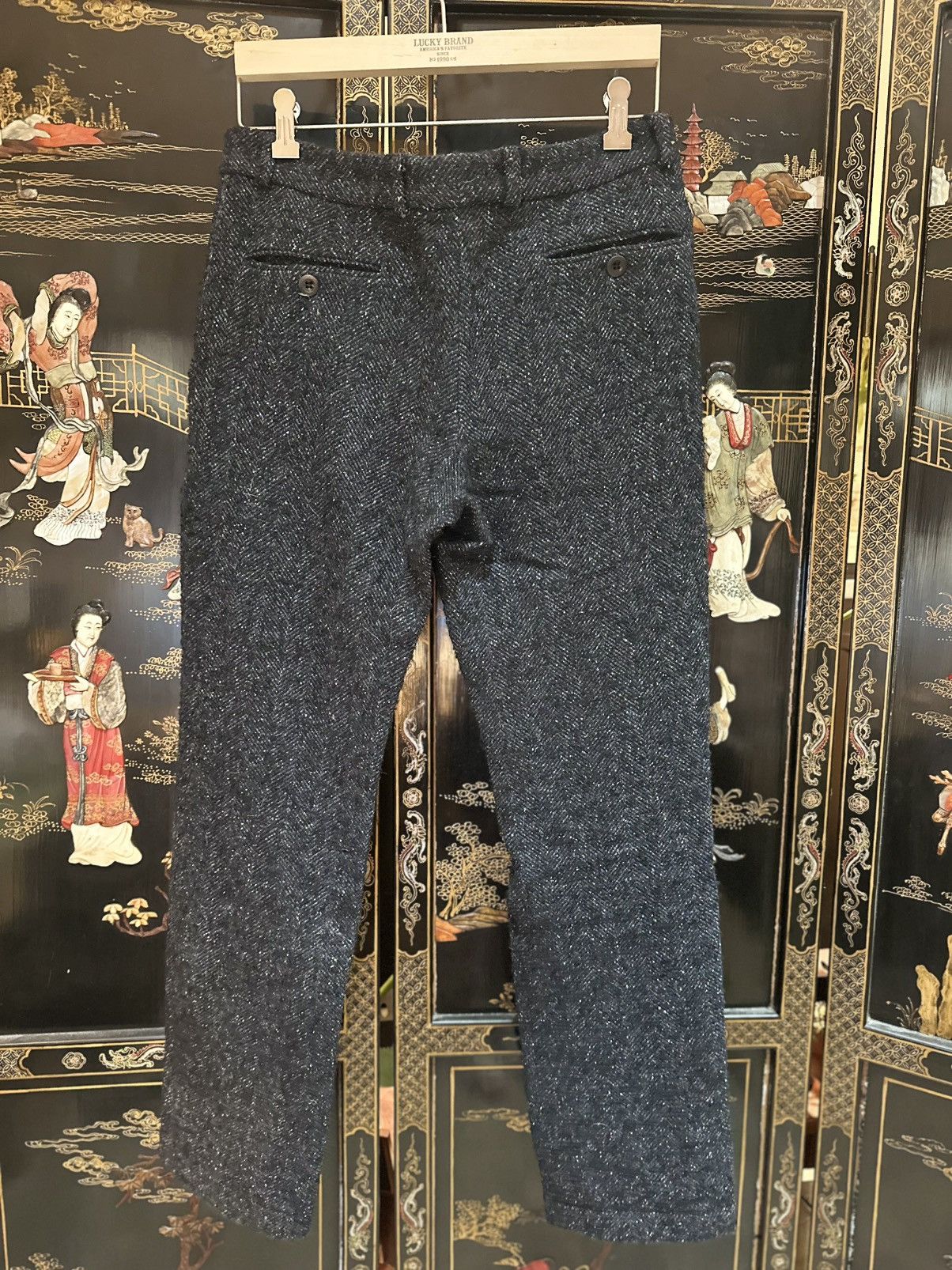Frank Leder Black/Blue Donegal Herringbone Wool Tweed Pants Size US 30 / EU 46 - 3 Thumbnail
