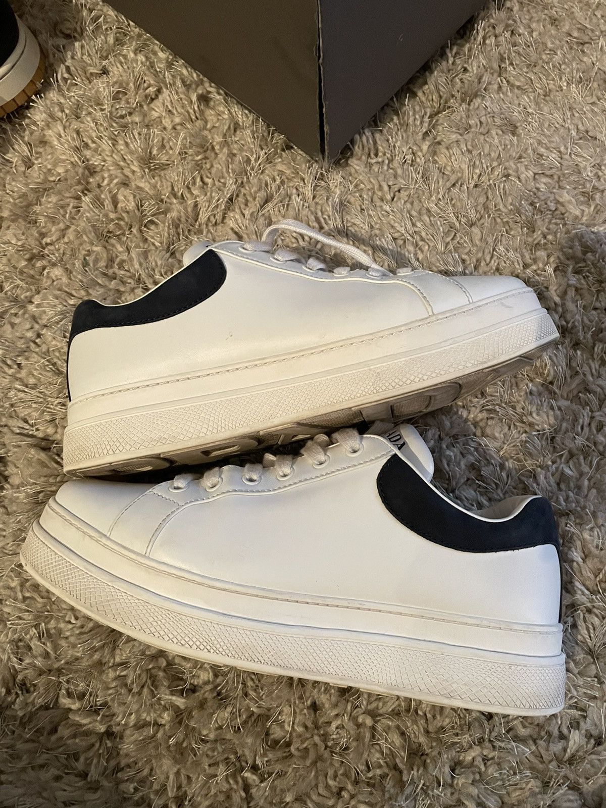 Prada Prada White Leather Platform Trainer Size US 8 / EU 41 - 2 Thumbnail
