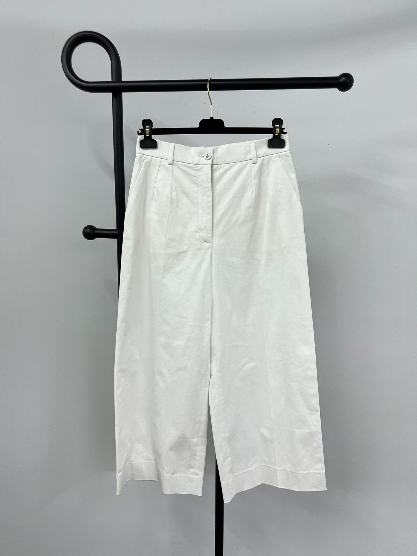 Dolce & Gabbana Dolce&Gabbana White Casual Wide-Leg Pants Size 42" / US 20 - 1 Thumbnail