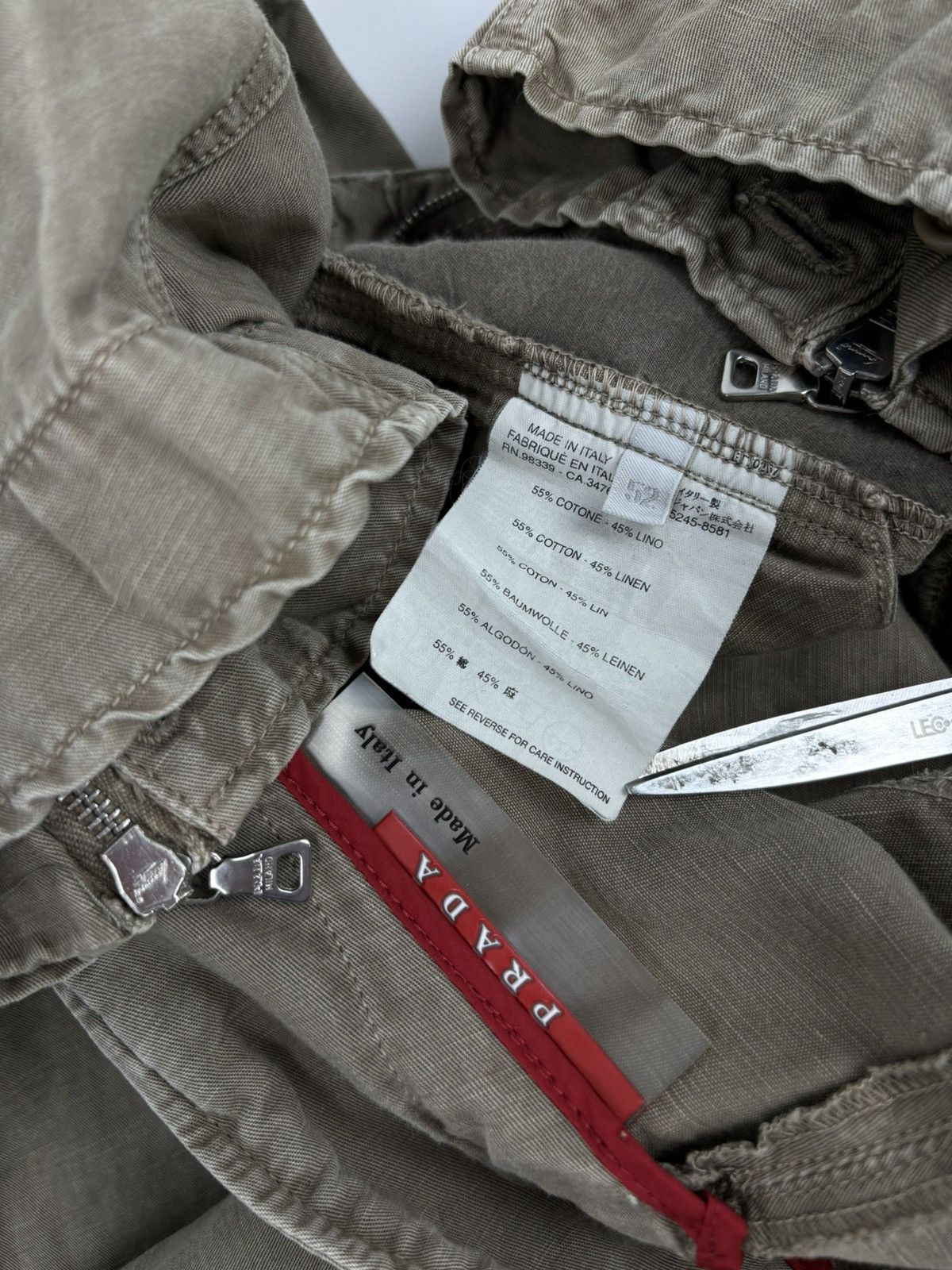 Prada Archive Linen-Cotton Garment Dyed Pants Cargo Zip Trousers Size US 33 - 11 Thumbnail