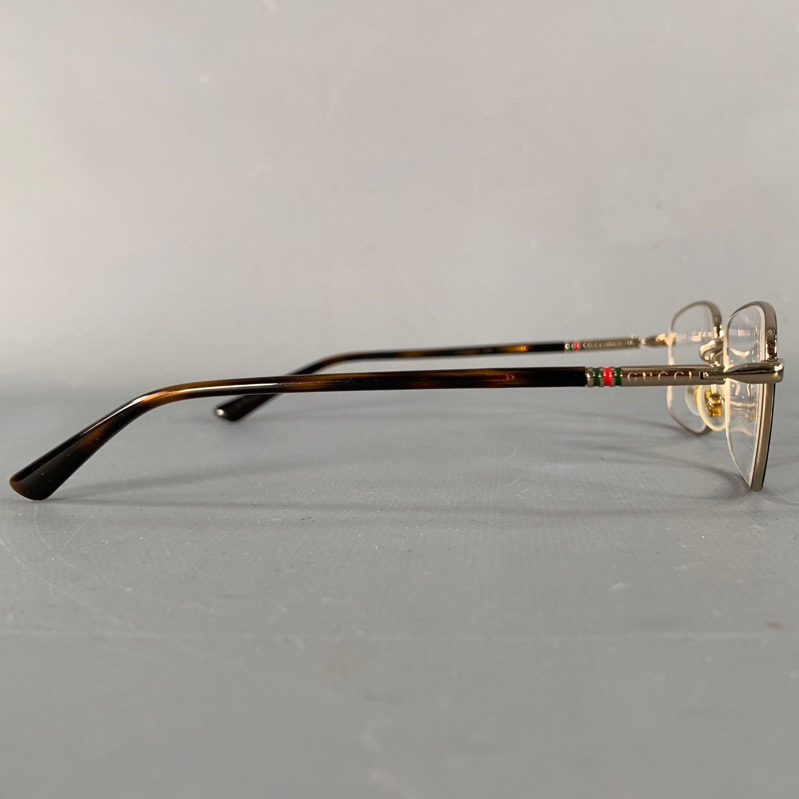 Gucci GUCCI Gold Tortoise Shell Metal Eyeglasses Frames Size ONE SIZE - 2 Thumbnail