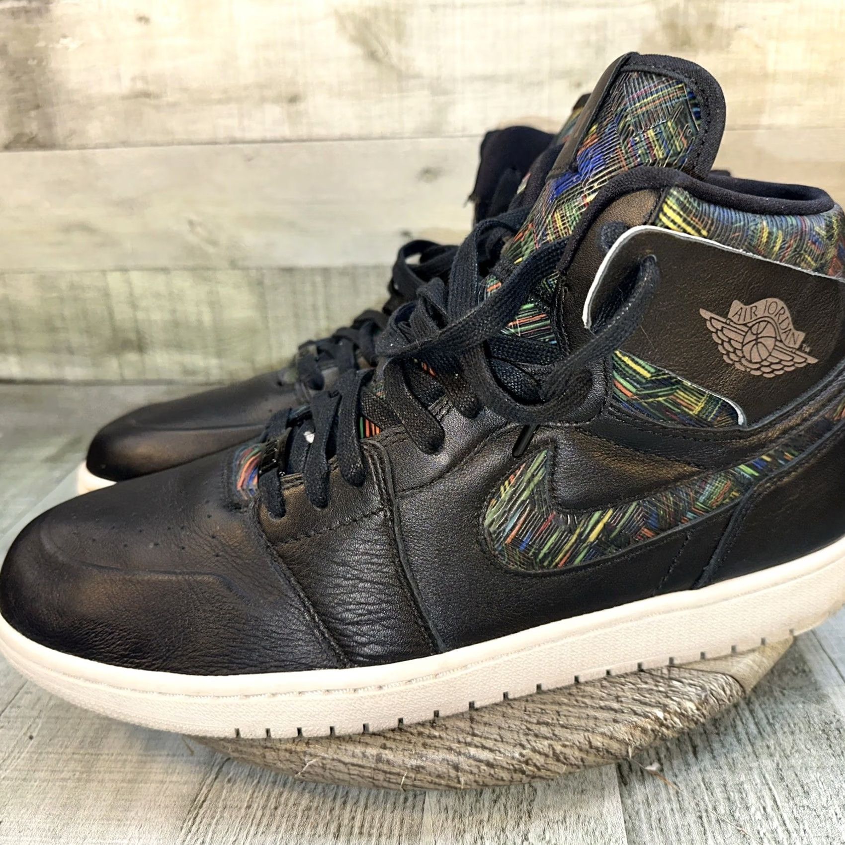 Jordan Brand Jordan Air Jordan 1 Retro High Nouveau BHM 2016 Black High Top Men's Leather Shoes Sneaker Basketball Lace Up Rubber Outsole 11.5 US 42 EU Size US L / EU 52-54 / 3 - 4 Thumbnail