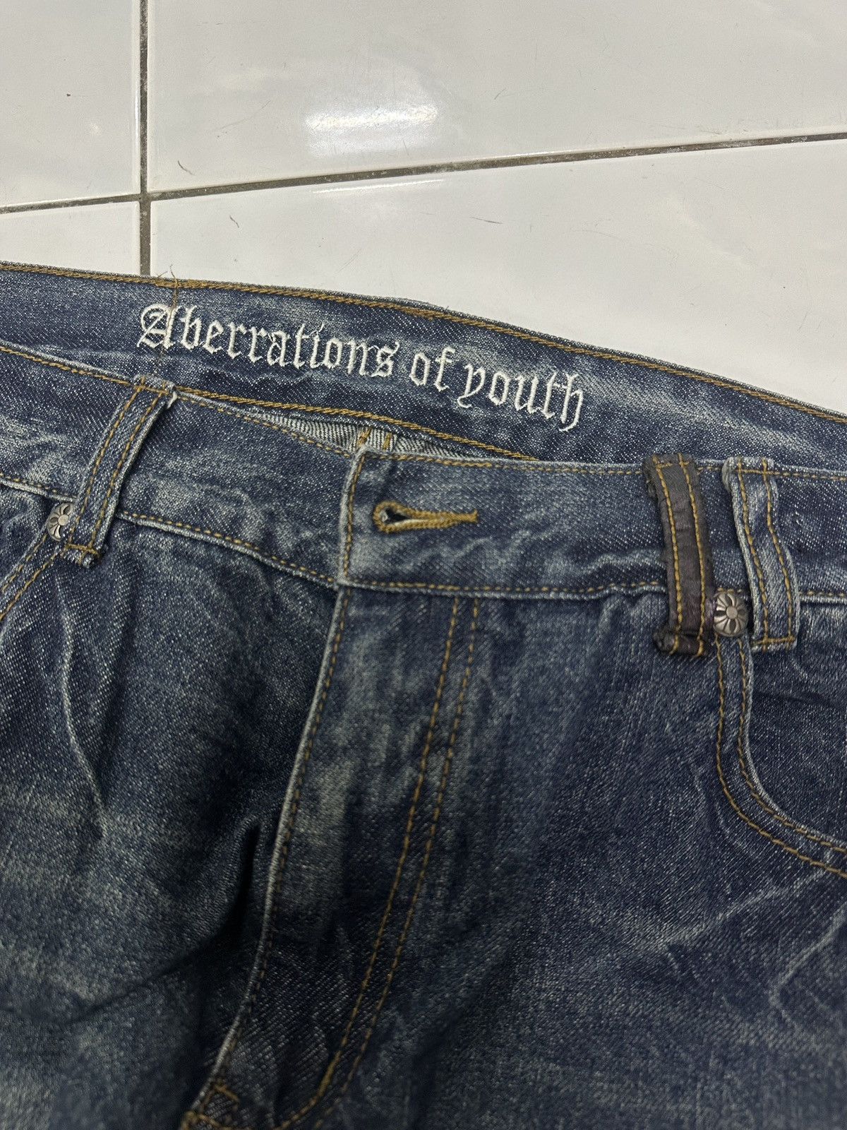 Beauty Beast × Japanese Brand A.O.Y ABERRATIONS OF YOUTH Big Cross Zipped Jeans Size US 34 / EU 50 - 14 Thumbnail
