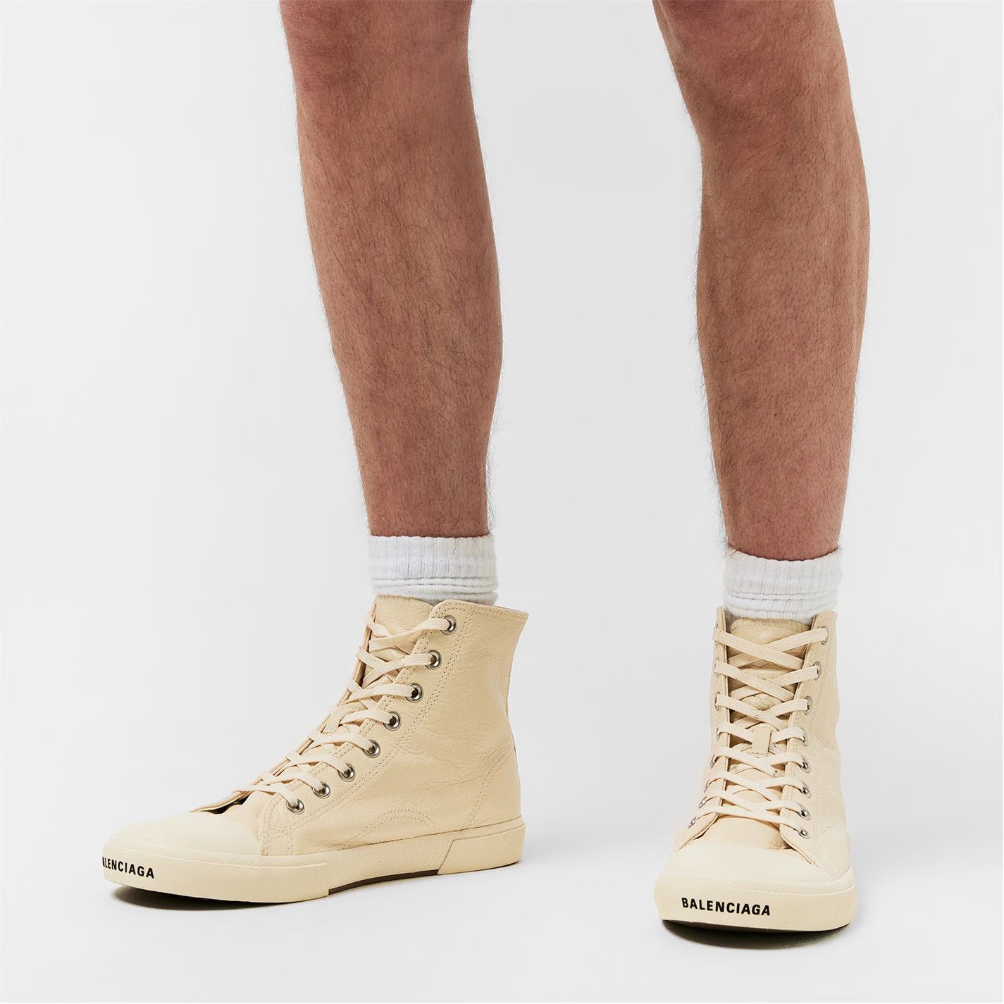 Balenciaga o1g2r1mq0226 Paris High-Top Sneakers In Ivory Size US 8 / EU 41 - 3 Thumbnail