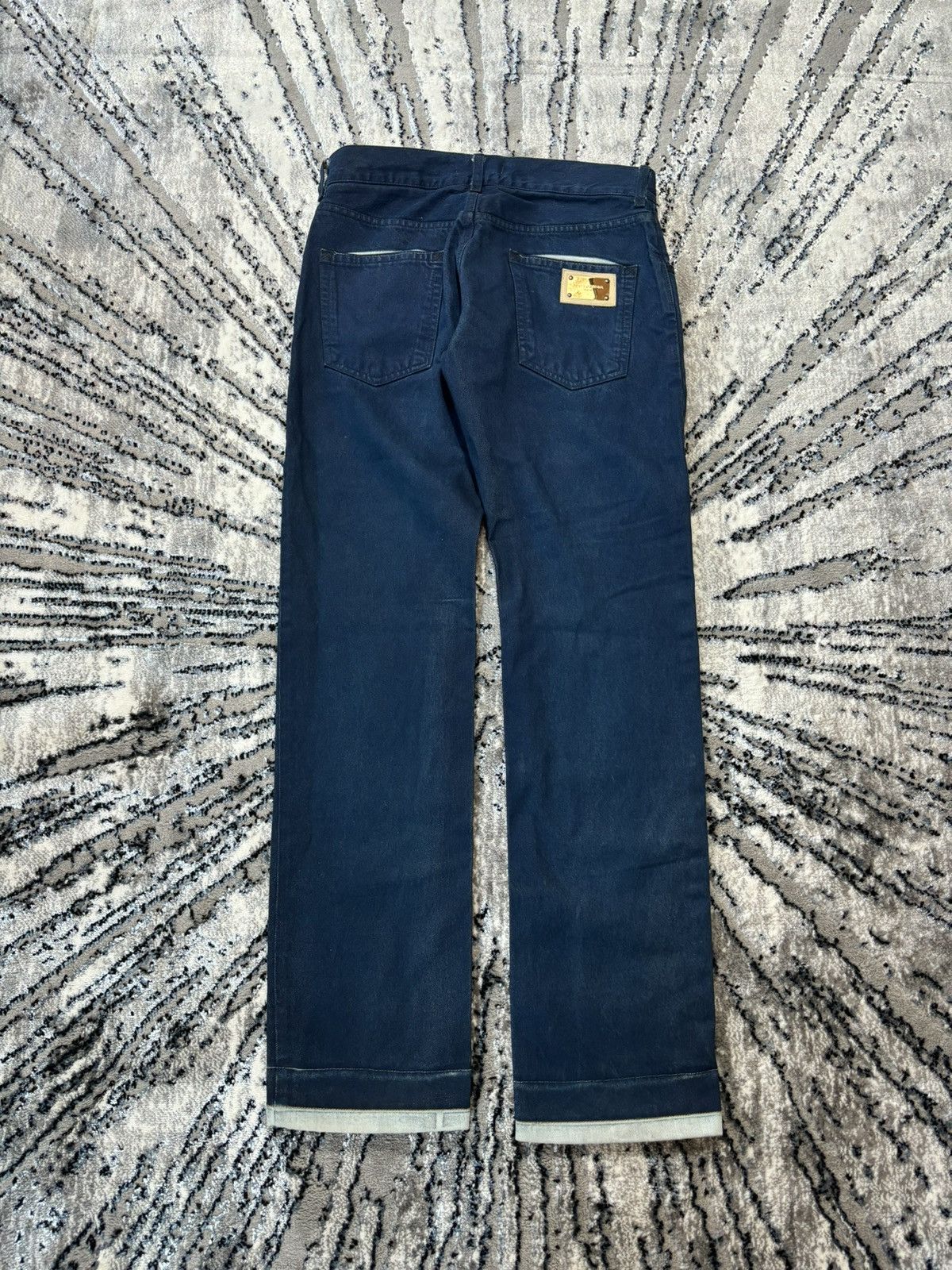 Designer Dolce Gabbana Metal Logo Washed Denim Jeans Painted Margiela Size US 32 / EU 48 - 8 Thumbnail