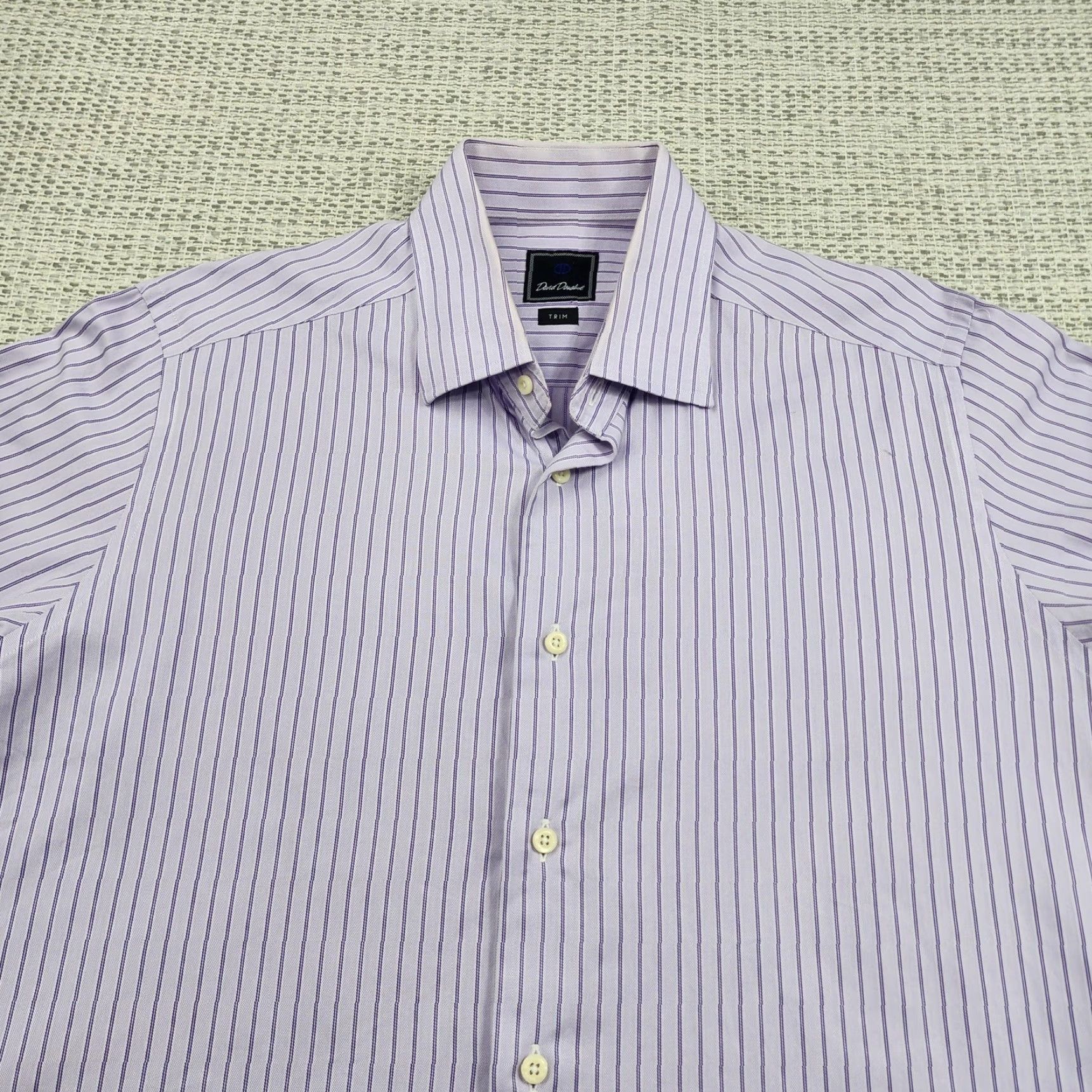 David Donahue David Donahue Shirt Mens 16.5 Trim Fit Dress Long Sleeve Button Up Stripe Size 46R - 5 Thumbnail