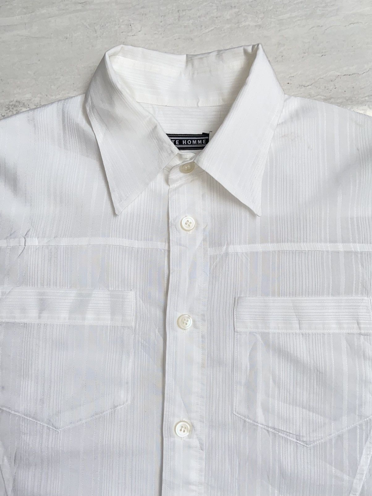 Issey Miyake × Japanese Brand × Tete Homme TETE HOMME White Striped Shirt Size US XS / EU 42 / 0 - 4 Thumbnail