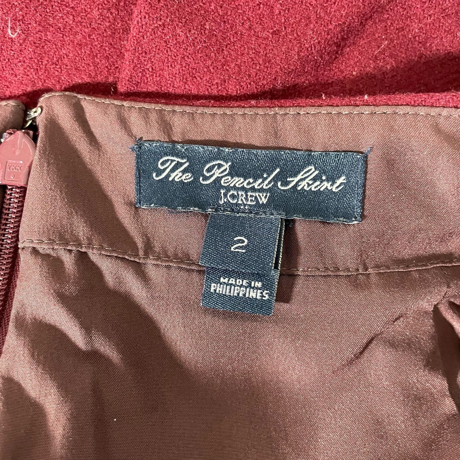 J.Crew J Crew Women’s Burgundy Wool Blend Preppy Pencil Skirt - 2 Size 26" / US 2 / IT 38 - 3 Thumbnail