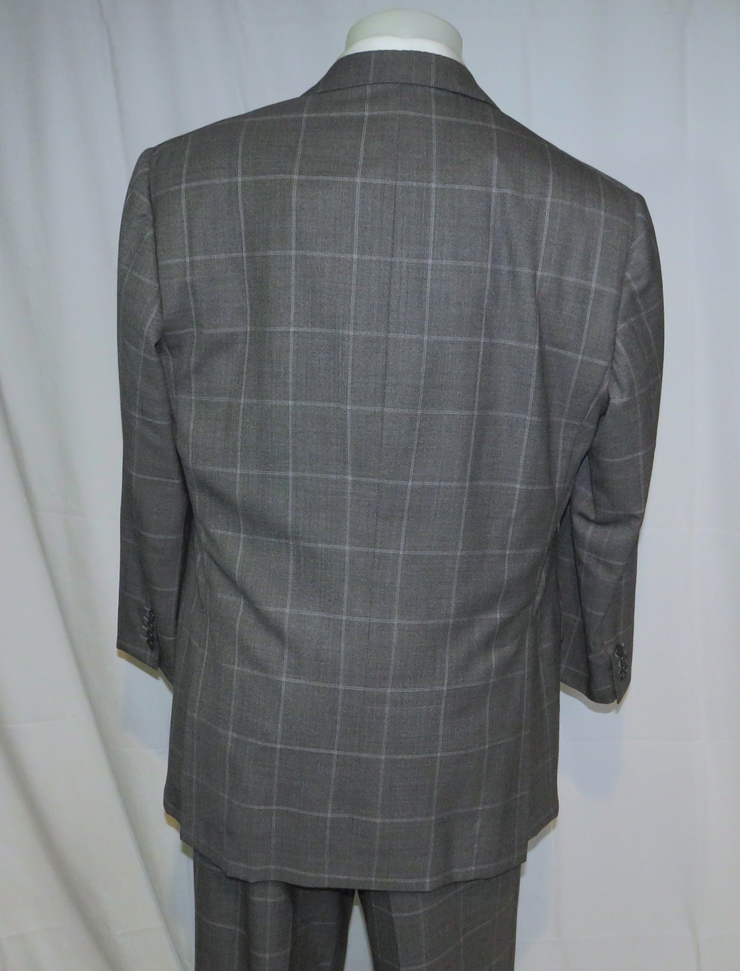 Alan Flusser Gray Windowpane Two Button Suit 42L Size 42L - 11 Thumbnail