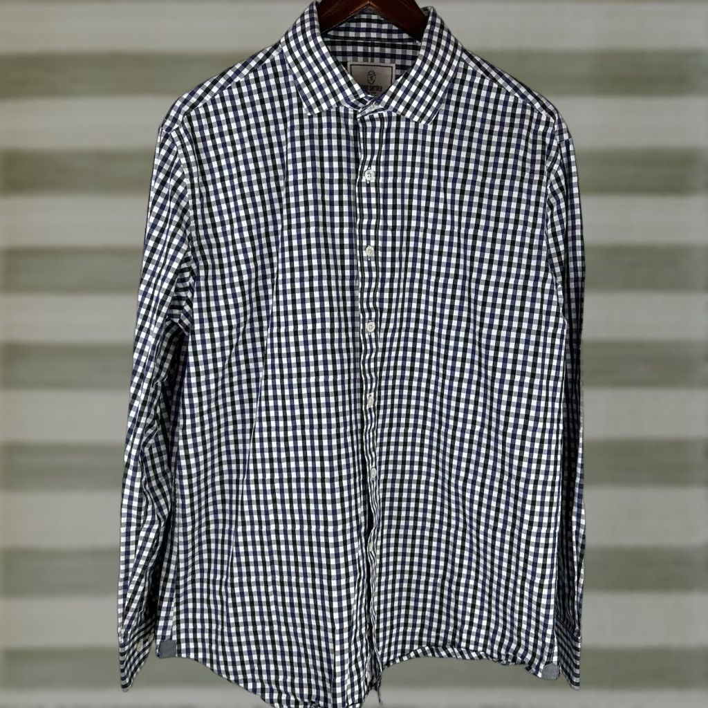 Todd Snyder Todd Snyder Shirt Mens 17 - 34/35 Purple Black Button Down Check Gingham Cotton Shirt Button Up Collar-Down Mens Size US XL / EU 56 / 4 - 1 Thumbnail
